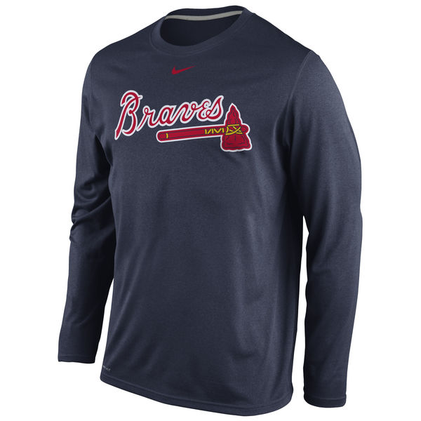 MLB Men Atlanta Braves Nike Legend Wordmark Long Sleeve Performance TShirt Navy->->Sports Accessory